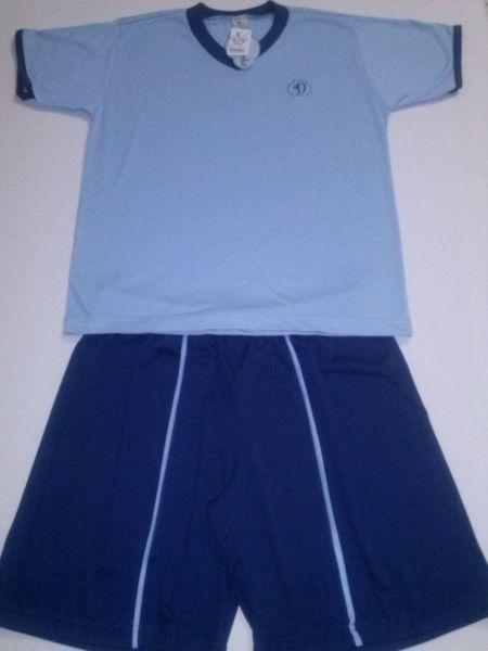 Pijama manga curta azul claro com azul escuro